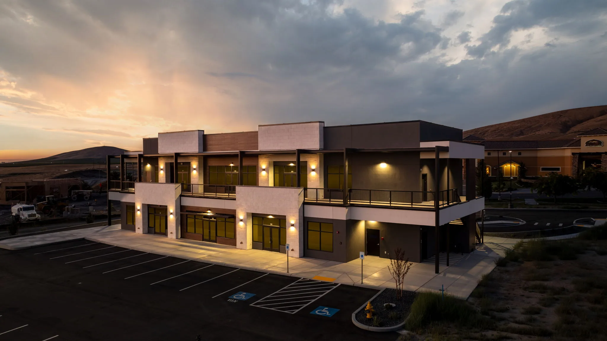 Aerial of Badger Heights Plaza in the Badger Mountain South Retail District